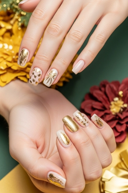 Seasonal Inspiration for Gold Nails for Wedding