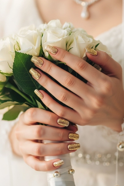How Gold Nails Enhance Wedding Photography