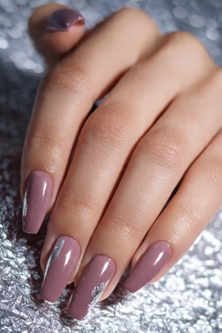 Mauve and Silver Foil Accent