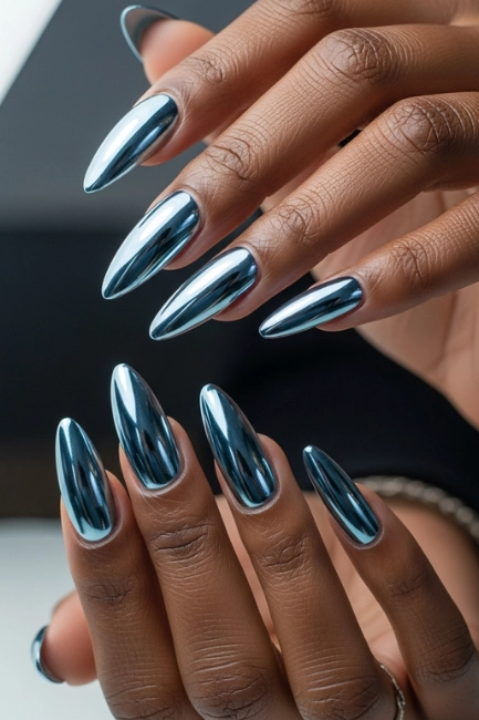 Chrome Metallic Nails for a Bold Look
