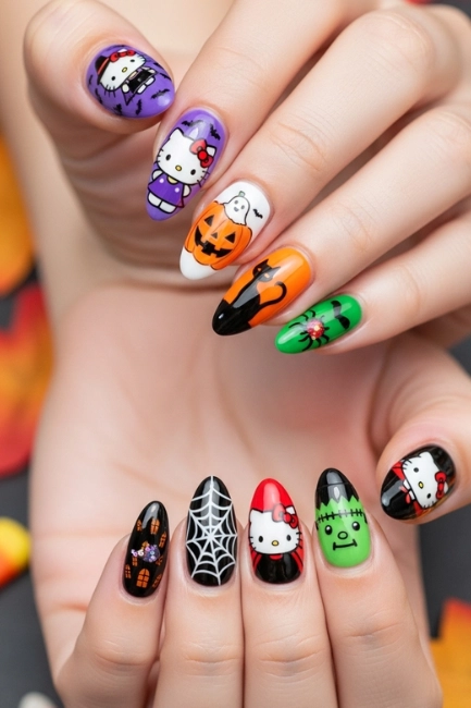 Halloween Nails Hello Kitty for Photos