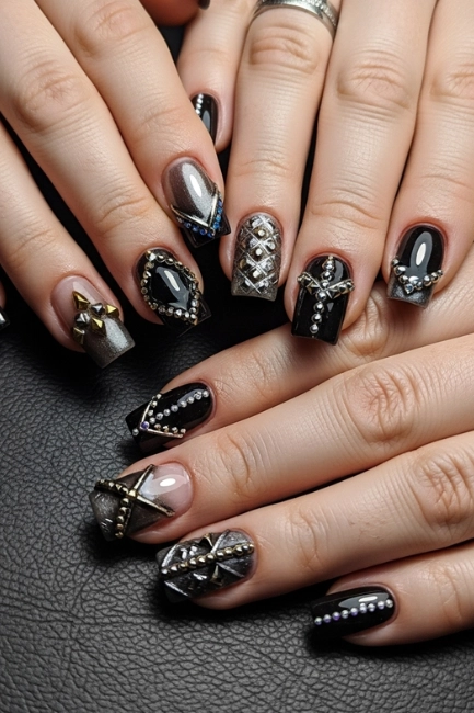 3D Nails Square Dark Across Age Groups