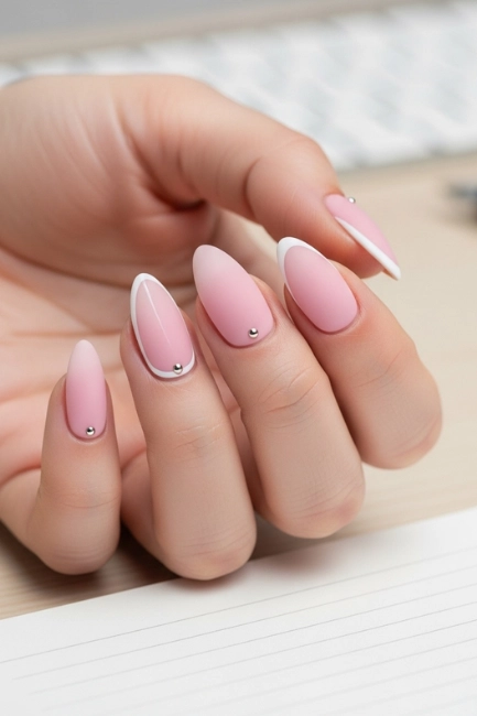 Almond Nails Designs Simple Pink for Work Settings