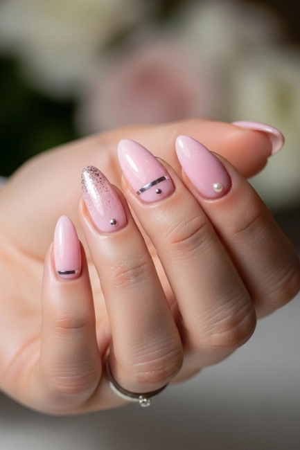 Almond Nails Designs Simple Pink for Special Events
