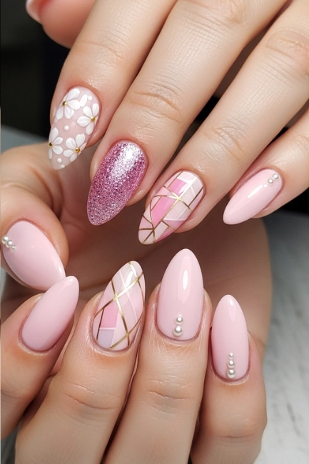 DIY Pink Almond Nail Ideas