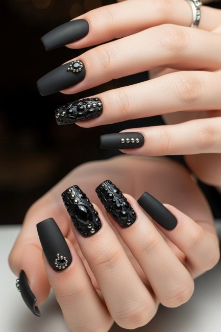 3D Nails Square Black for Events