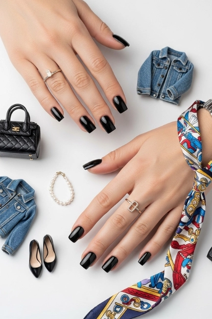 Fashion Pairings for 3D Nails Square Black
