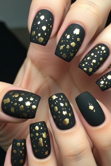 Matte Black and Gold Specks