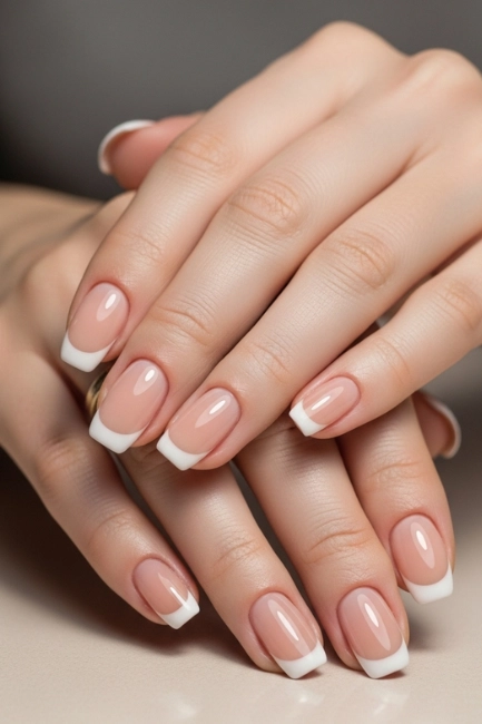 Soft Beige with Classic White Tips