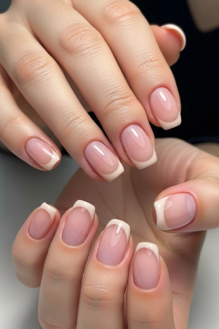 Sheer Pink and Neutral French Tips