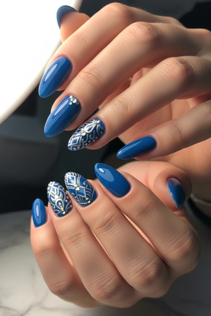 ongles nails art bleu