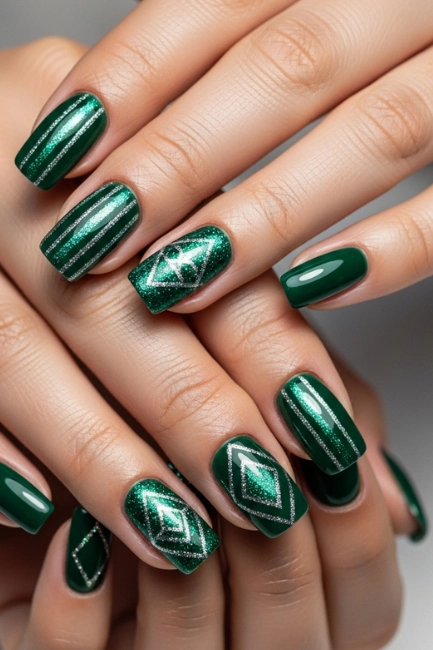 Emerald Glitter Lines
