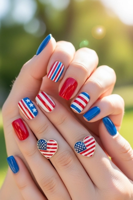 Patriotic Heart Charm