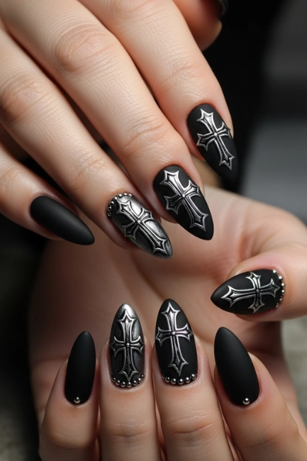 Gothic Cross Nail Design