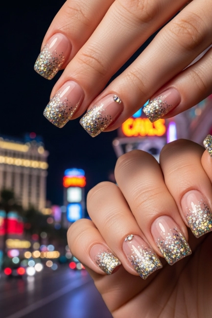 Vegas Strip Glitter Tips