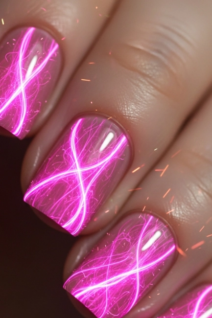 Neon Pink Energy Nails