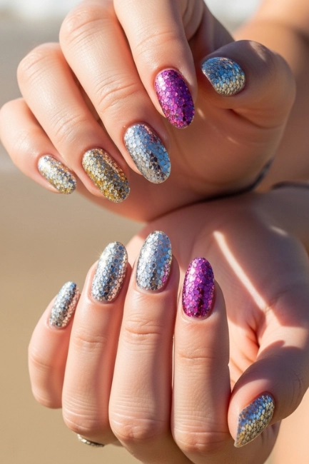 Glitter Beach Shine Nails