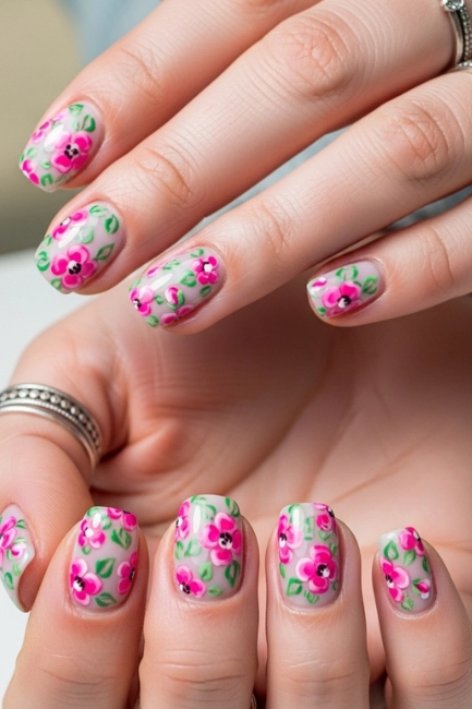 Bright Pink Floral Charm