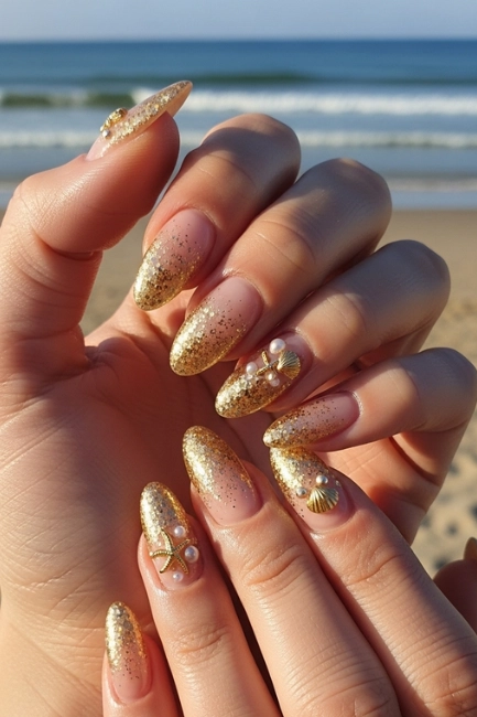 Golden Sand Beach Nails