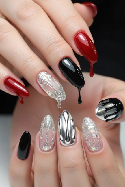 Dripping Gloss Effect Nails