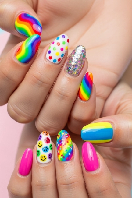 Rainbow Pop Mix Nails