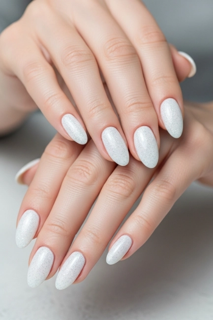 white glitter nails