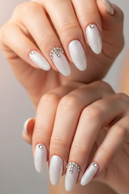 Matte White Glitter Nails for a Modern Twist