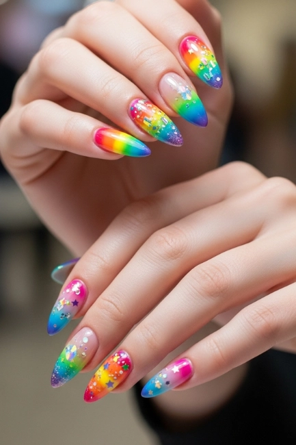 Rainbow Festive Nails