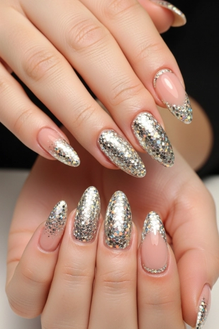 Glitter Accent Nails