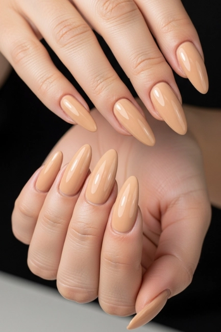 Acrylic Beige Nails for Added Length