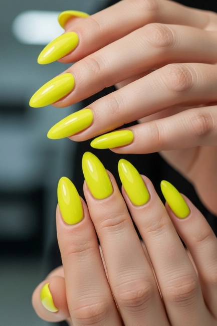 Bright Neon Yellow Nails