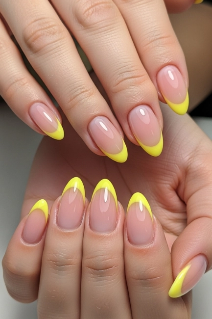 Yellow French Tip Nails