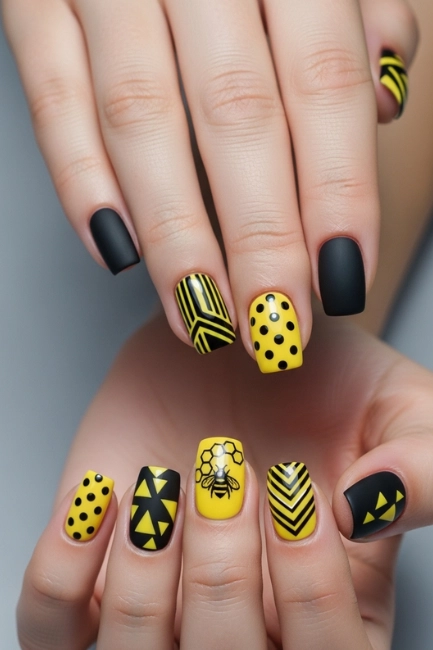 Black and Yellow Nail Designs