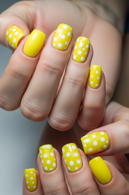 Yellow Polka Dot Nail Styles