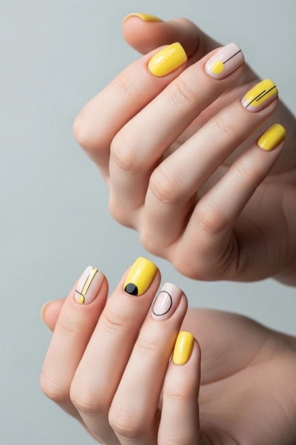 Yellow Minimalist Nail Designs