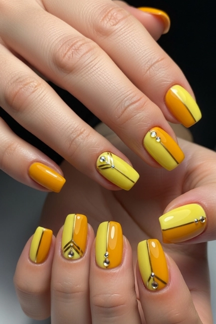 Yellow Two-Tone Nail Designs