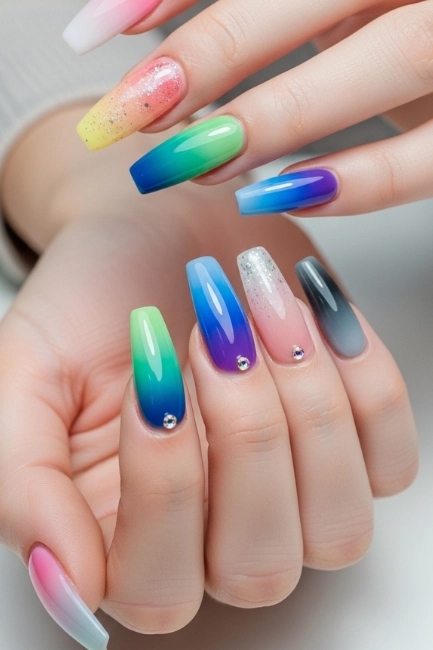 Ombre Coffin Nail Designs
