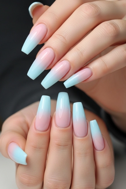Pastel Ombre Coffin Nails