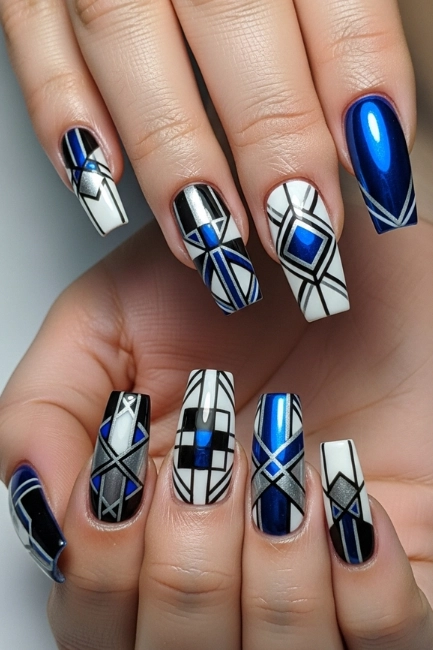 Geometric Coffin Nail Designs