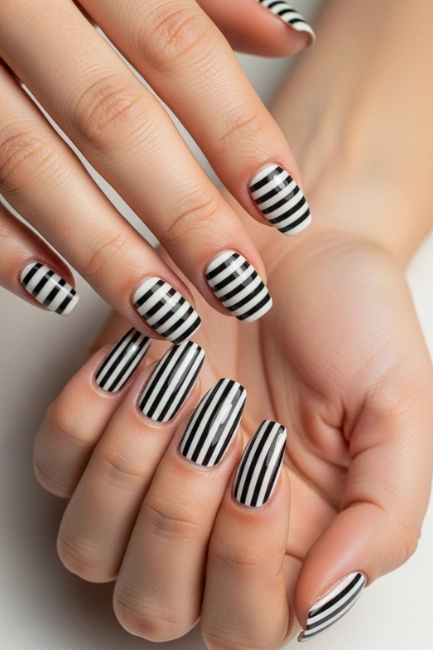 How Striped Nail Patterns Enhance Visual Nail Shape Balance