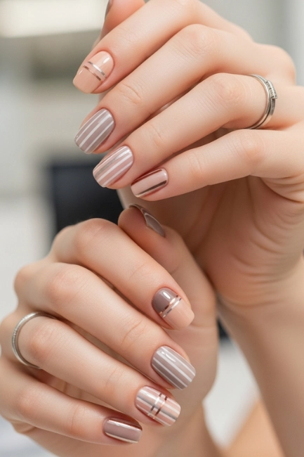 Elegant Office-Friendly Subtle Striped Nail Design Ideas