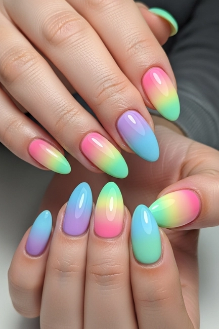 Rainbow Gradient Effects That Elevate Whimsical Nails with Colorful Energy