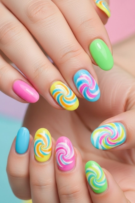 Candy-Inspired Sweet Color Designs That Make Whimsical Nails Look Fun and Playful