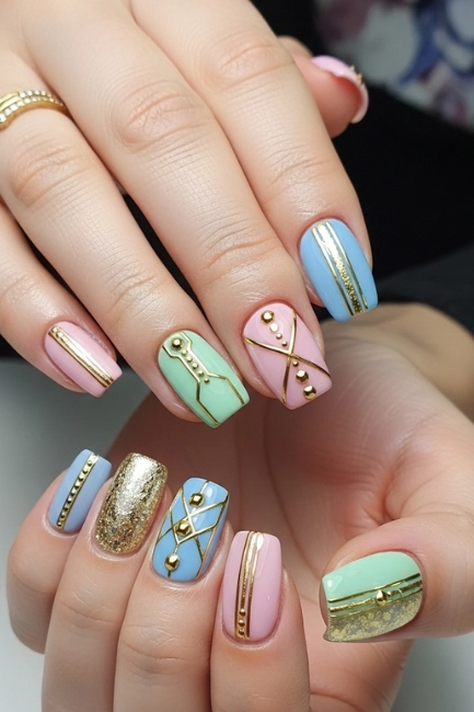 Metallic Accent Details That Enhance Whimsical Nails with Shine and Luxury