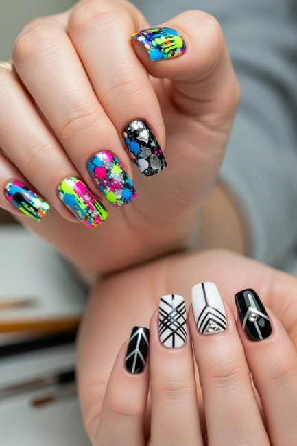 Balancing Chaos and Structure in Artistic Nail Designs