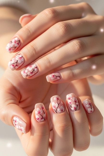 cherry blossom nails