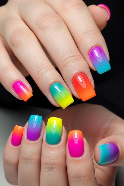 Exploring Gradient Effects to Add Smooth Transitions in Bright Nail Designs