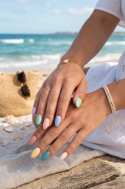 Pastel Coastal Nail Colors for a Soft Summer Feel