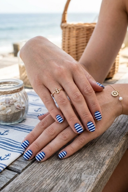 Stripe Pattern Nails for a Nautical Inspired Style