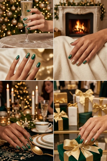 Emerald Green Nail Styles for a Rich Festive Appearance